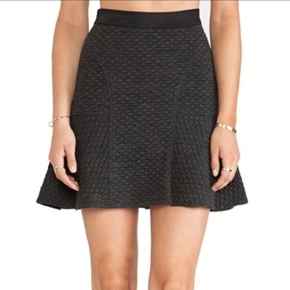 Minimalist Charcoal Gray Rebecca Taylor Quilted Wool Blend Mini Skirt Size 0